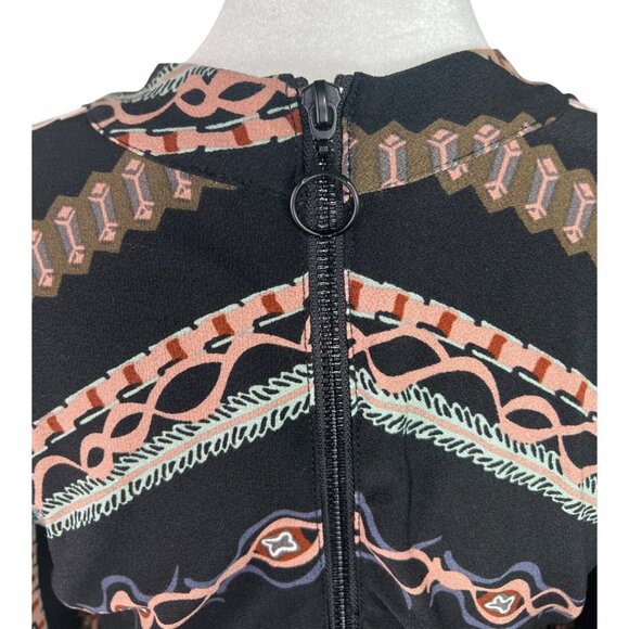 Free People Stella Mini Dress Boho Chic Long Sleeve Geometric Print Medium - Picture 9 of 14